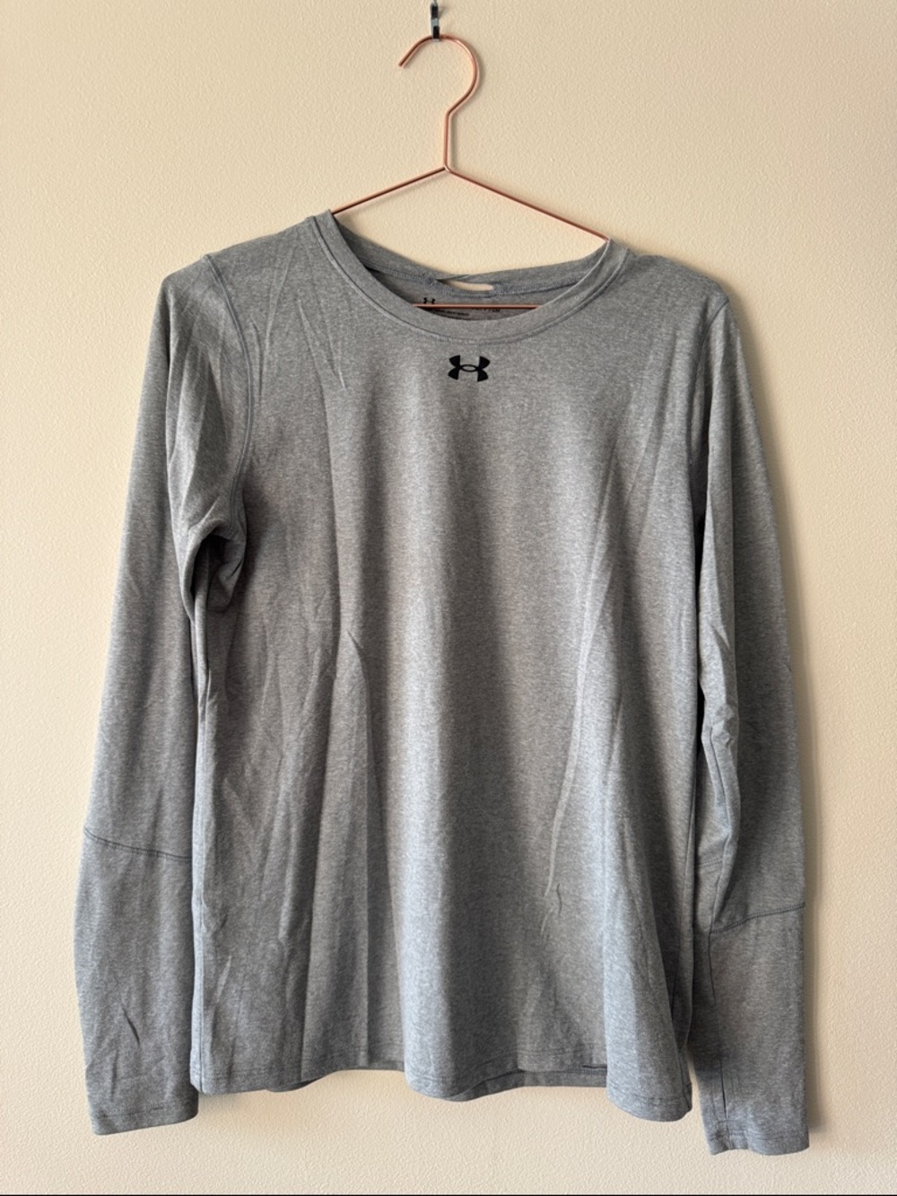 Under Armour Light Gray Long Sleeve Crew HeatGear Performance Shirt
